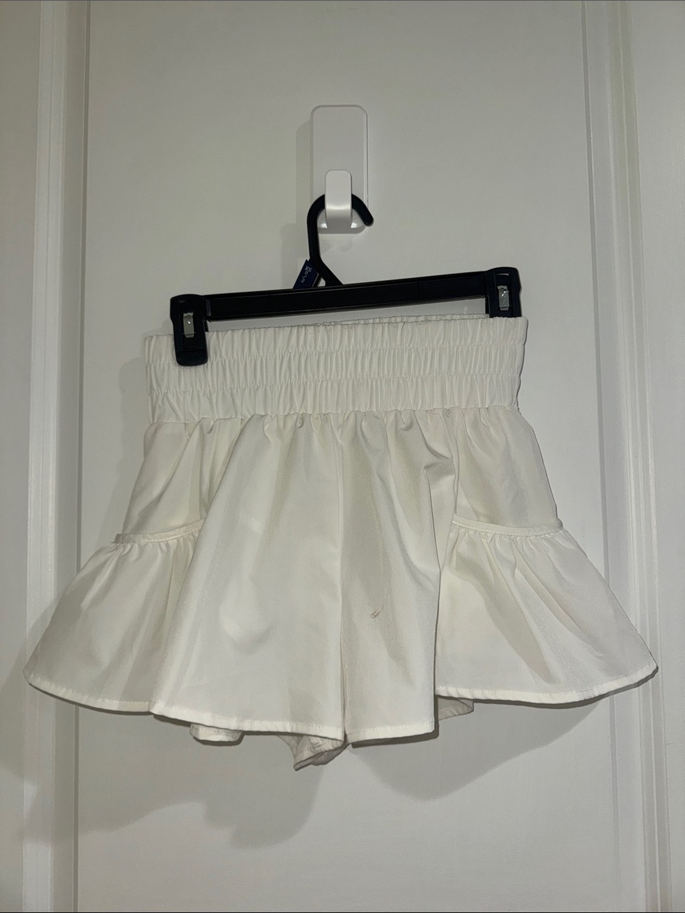 Women’s white Smocked Waist Ruffled short